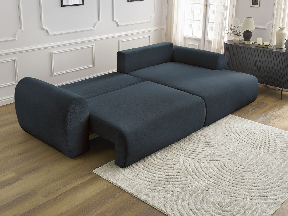 Canapé d'angle convertible coffre LUCIEN tissu lisse