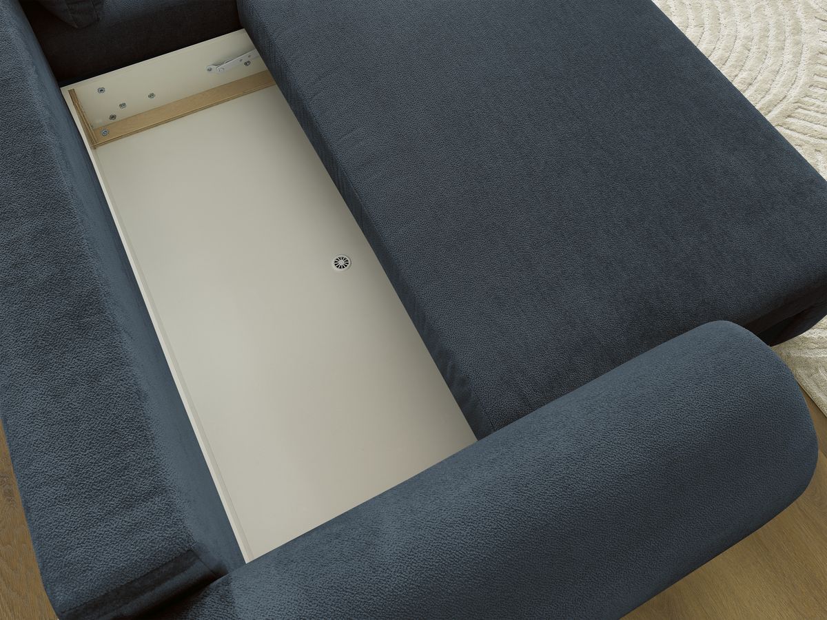 Canapé d'angle convertible coffre LUCIEN tissu lisse