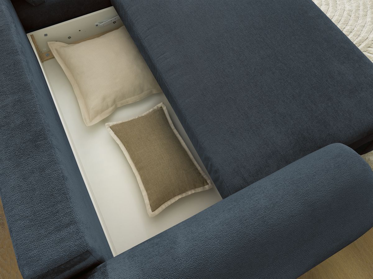 Canapé d'angle convertible coffre LUCIEN tissu lisse