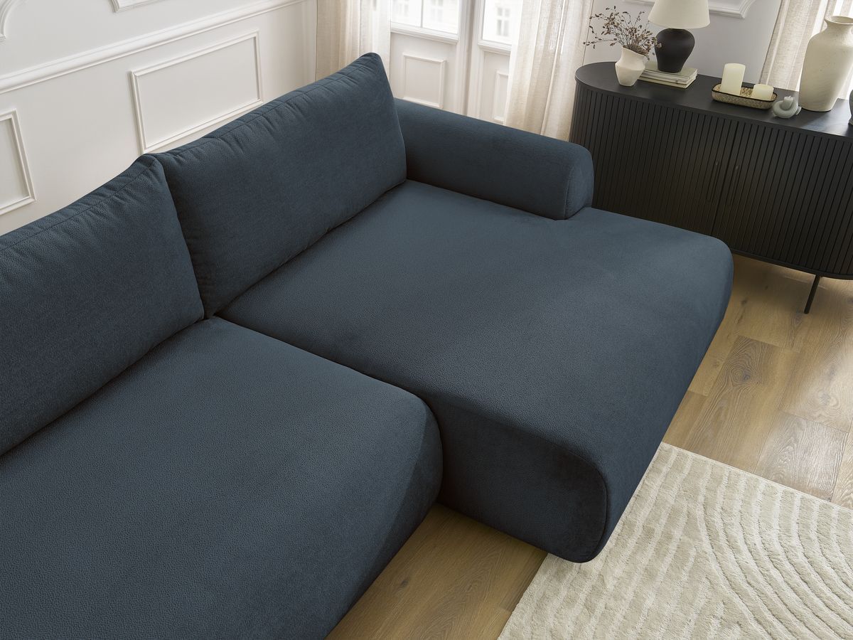 Canapé d'angle convertible coffre LUCIEN tissu lisse