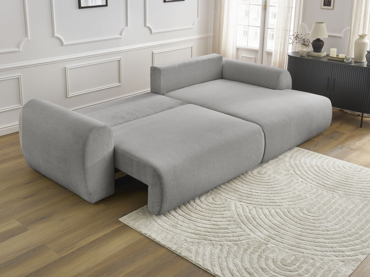 Canapé d'angle convertible coffre LUCIEN tissu lisse