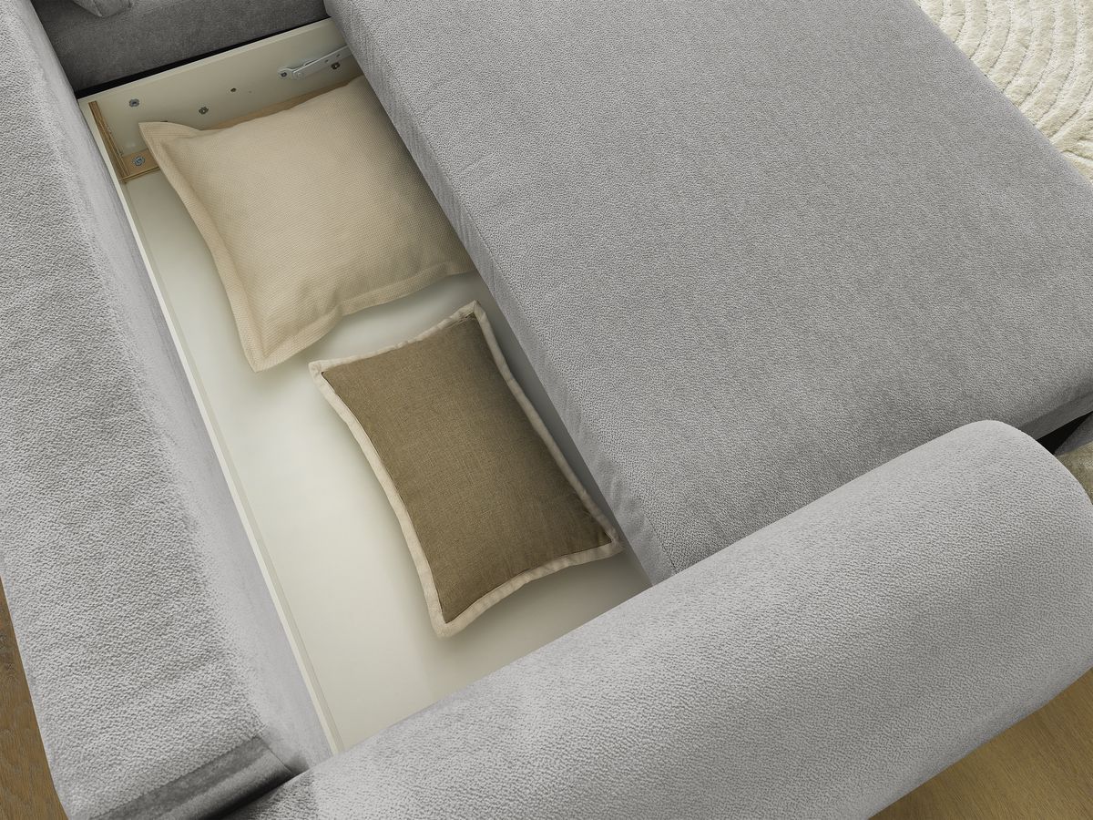 Canapé d'angle convertible coffre LUCIEN tissu lisse