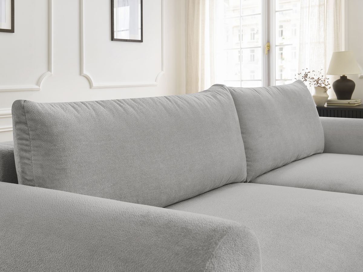 Canapé d'angle convertible coffre LUCIEN tissu lisse