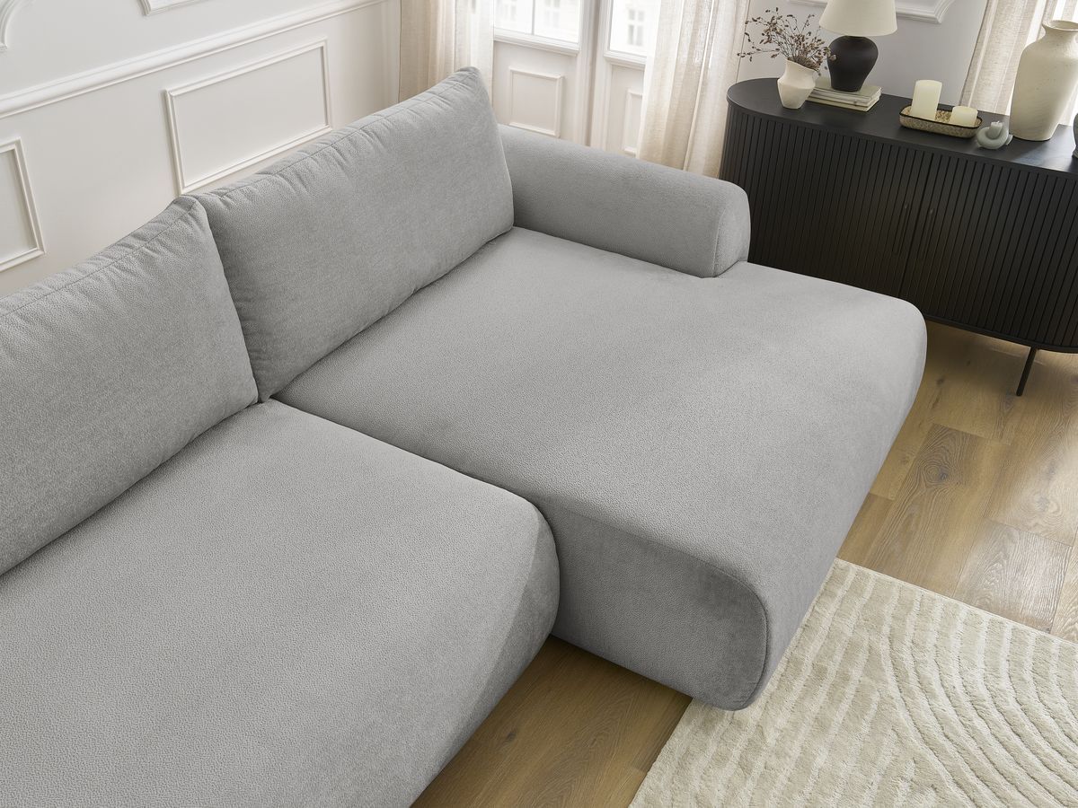 Canapé d'angle convertible coffre LUCIEN tissu lisse