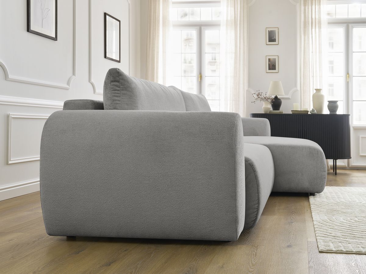 Canapé d'angle convertible coffre LUCIEN tissu lisse