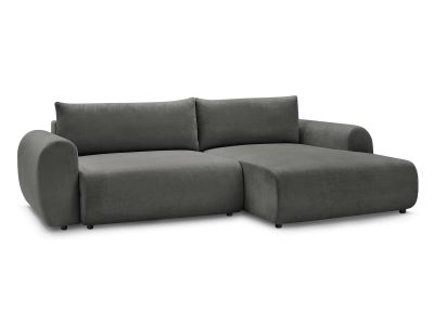 Canapé d'angle convertible coffre LUCIEN tissu lisse