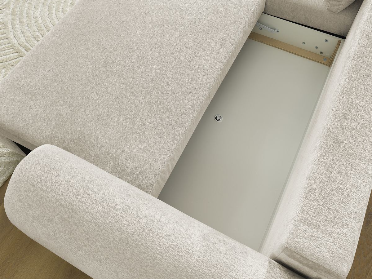 Canapé d'angle convertible coffre LUCIEN tissu lisse