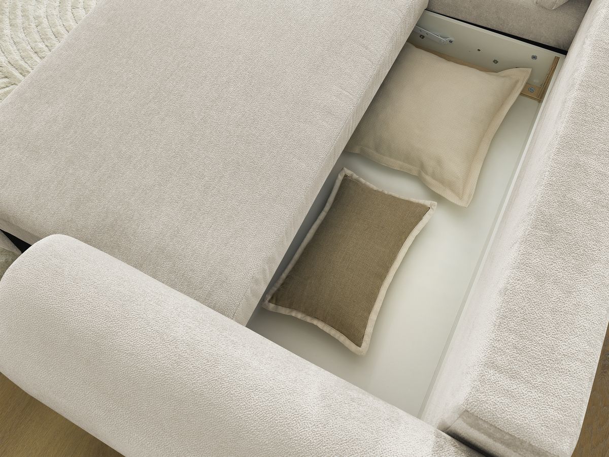 Canapé d'angle convertible coffre LUCIEN tissu lisse