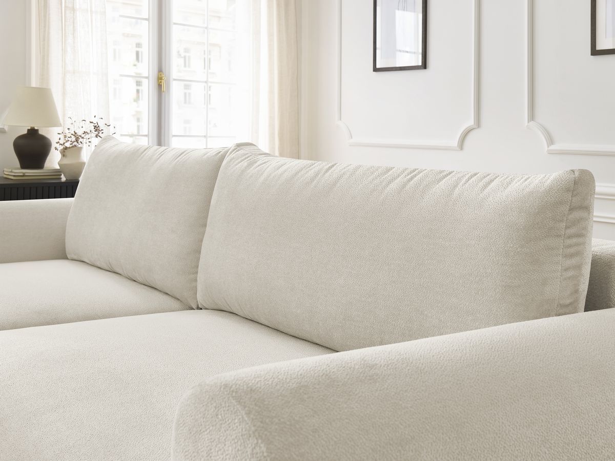 Canapé d'angle convertible coffre LUCIEN tissu lisse