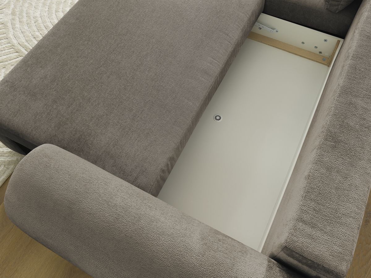 Canapé d'angle convertible coffre LUCIEN tissu lisse
