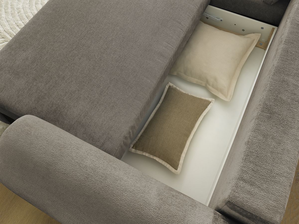 Canapé d'angle convertible coffre LUCIEN tissu lisse