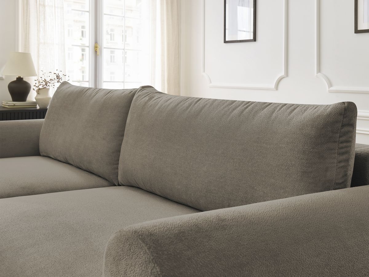 Canapé d'angle convertible coffre LUCIEN tissu lisse
