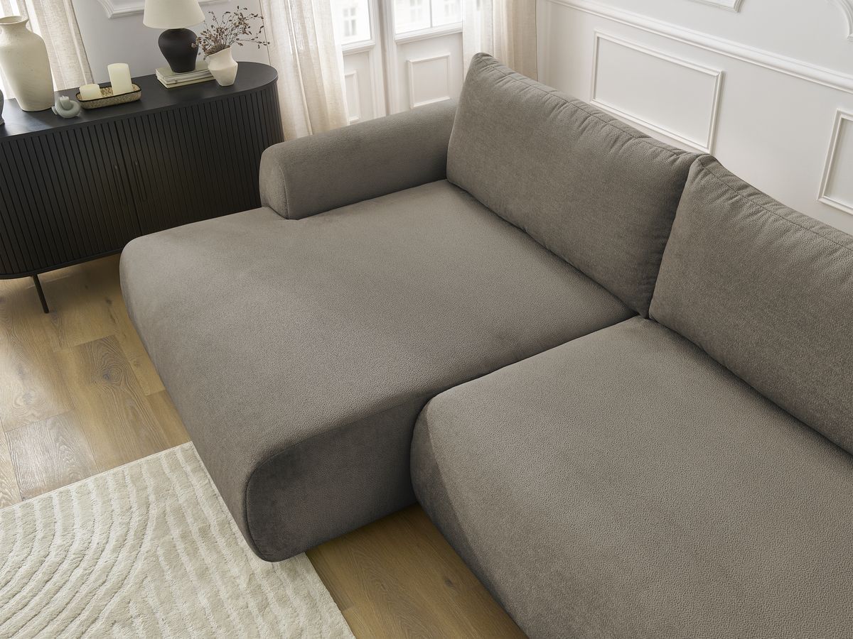 Canapé d'angle convertible coffre LUCIEN tissu lisse