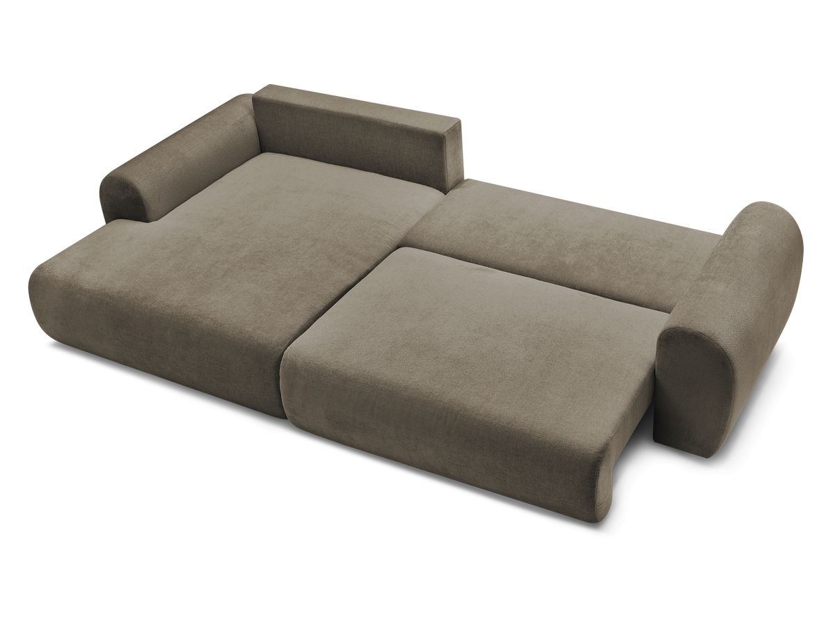 Canapé d'angle convertible coffre LUCIEN tissu lisse