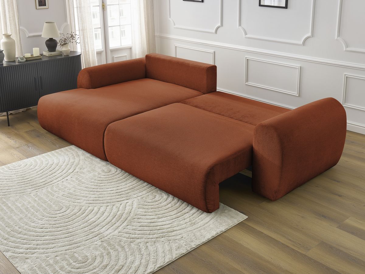 Canapé d'angle convertible coffre LUCIEN tissu lisse