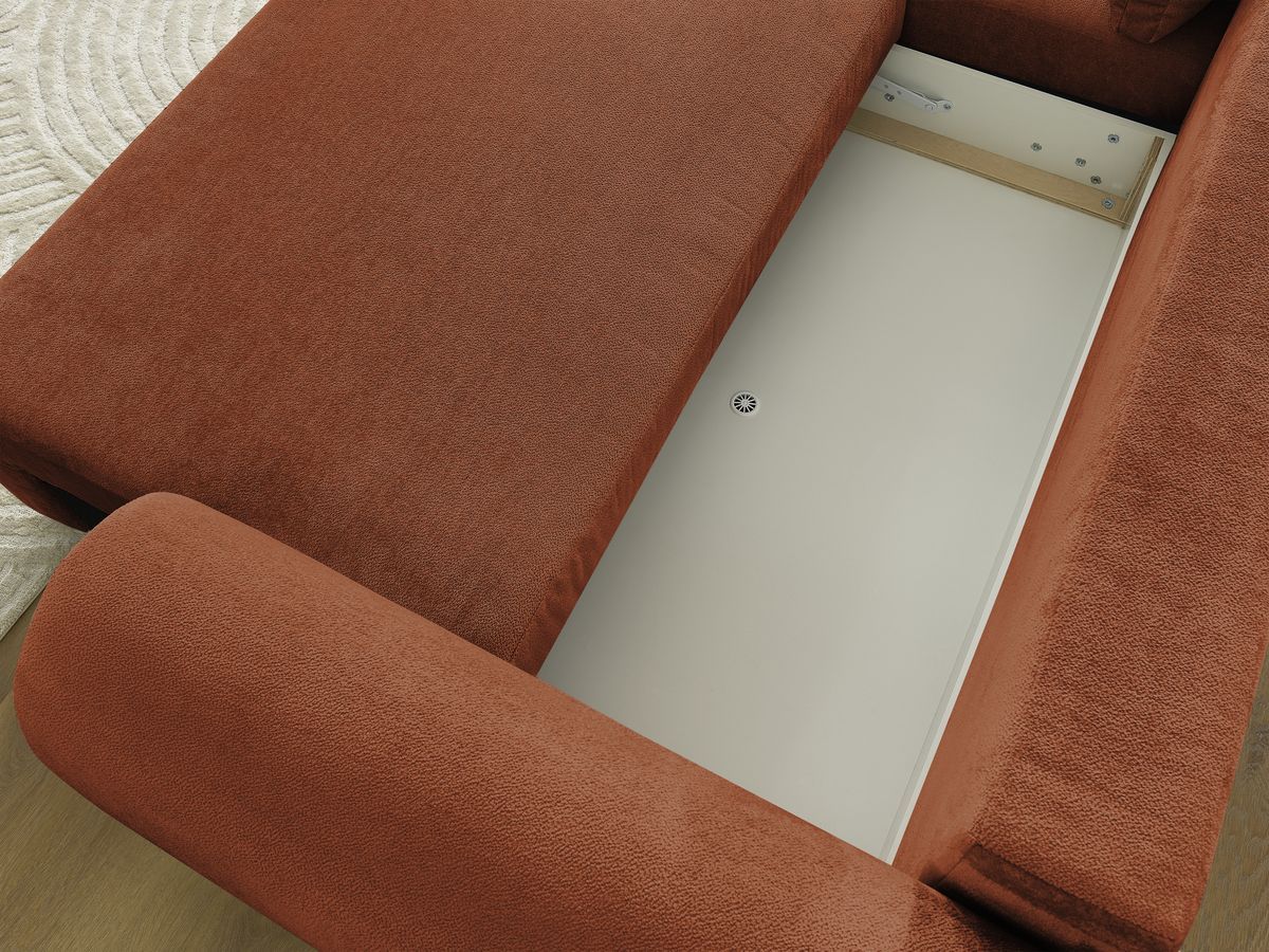 Canapé d'angle convertible coffre LUCIEN tissu lisse