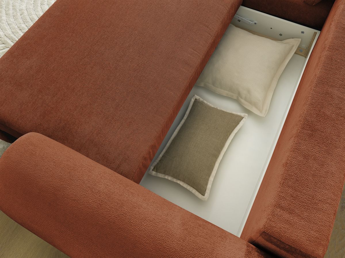 Canapé d'angle convertible coffre LUCIEN tissu lisse