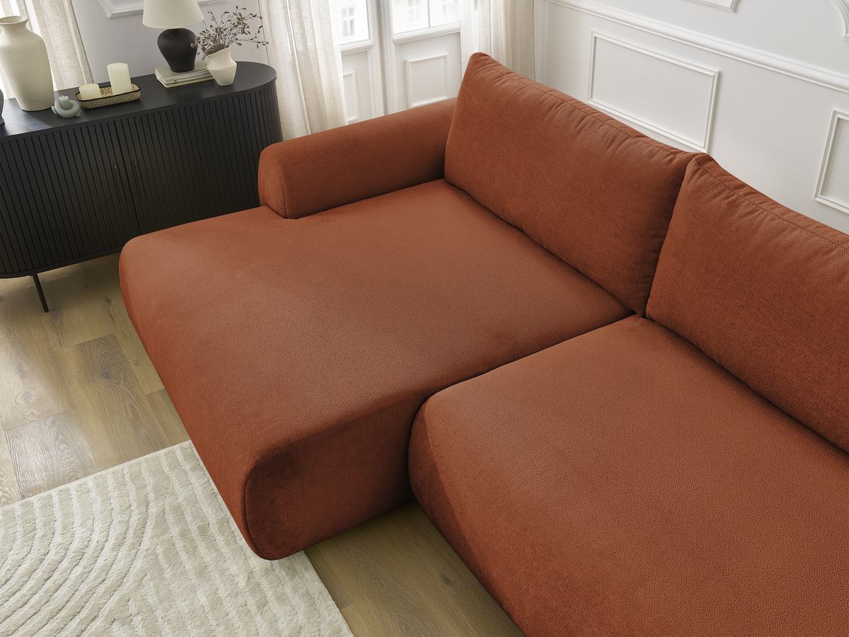 Canapé d'angle convertible coffre LUCIEN tissu lisse