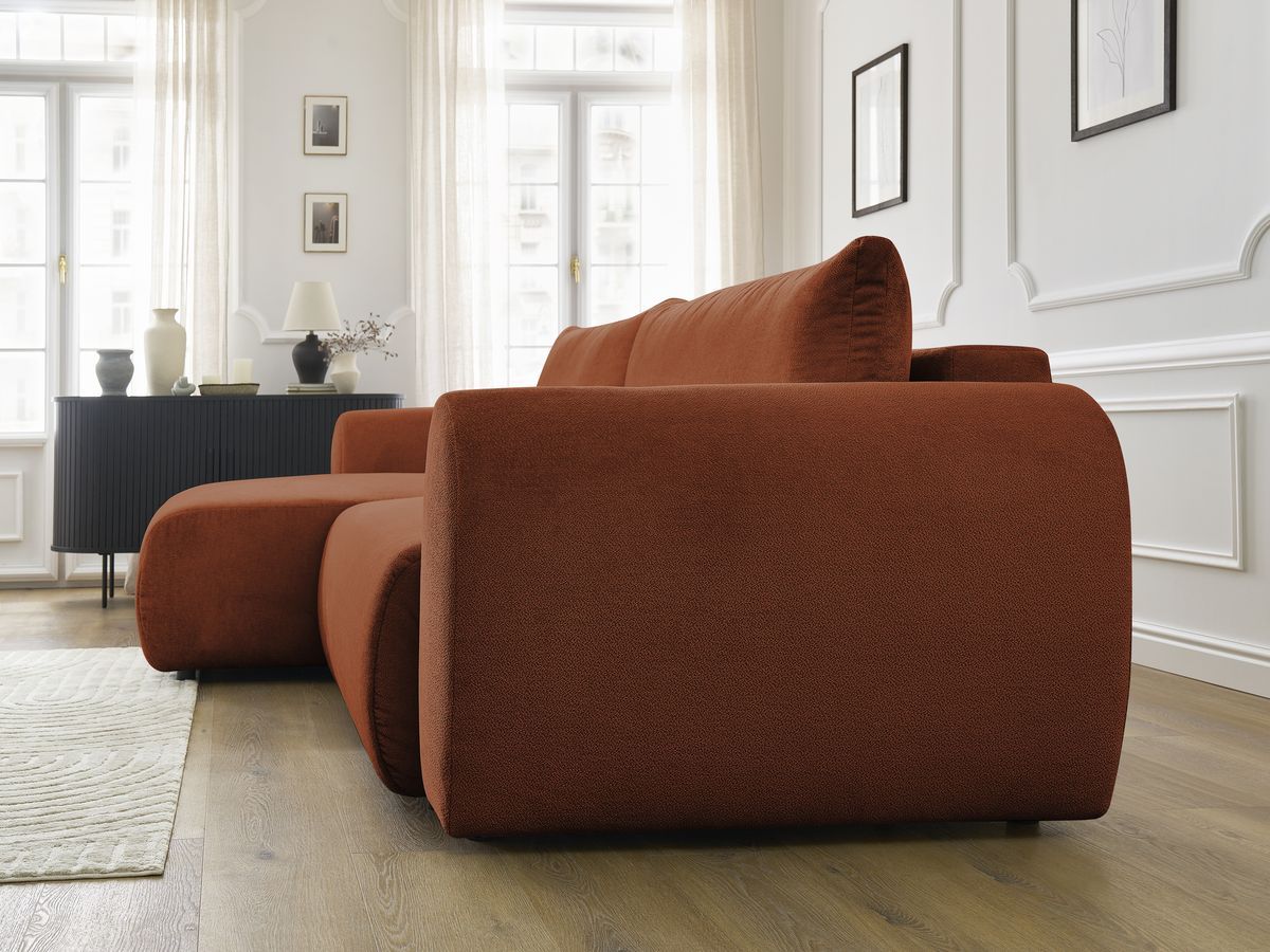 Canapé d'angle convertible coffre LUCIEN tissu lisse