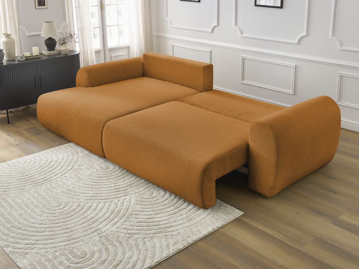 Canapé d'angle convertible coffre LUCIEN tissu lisse