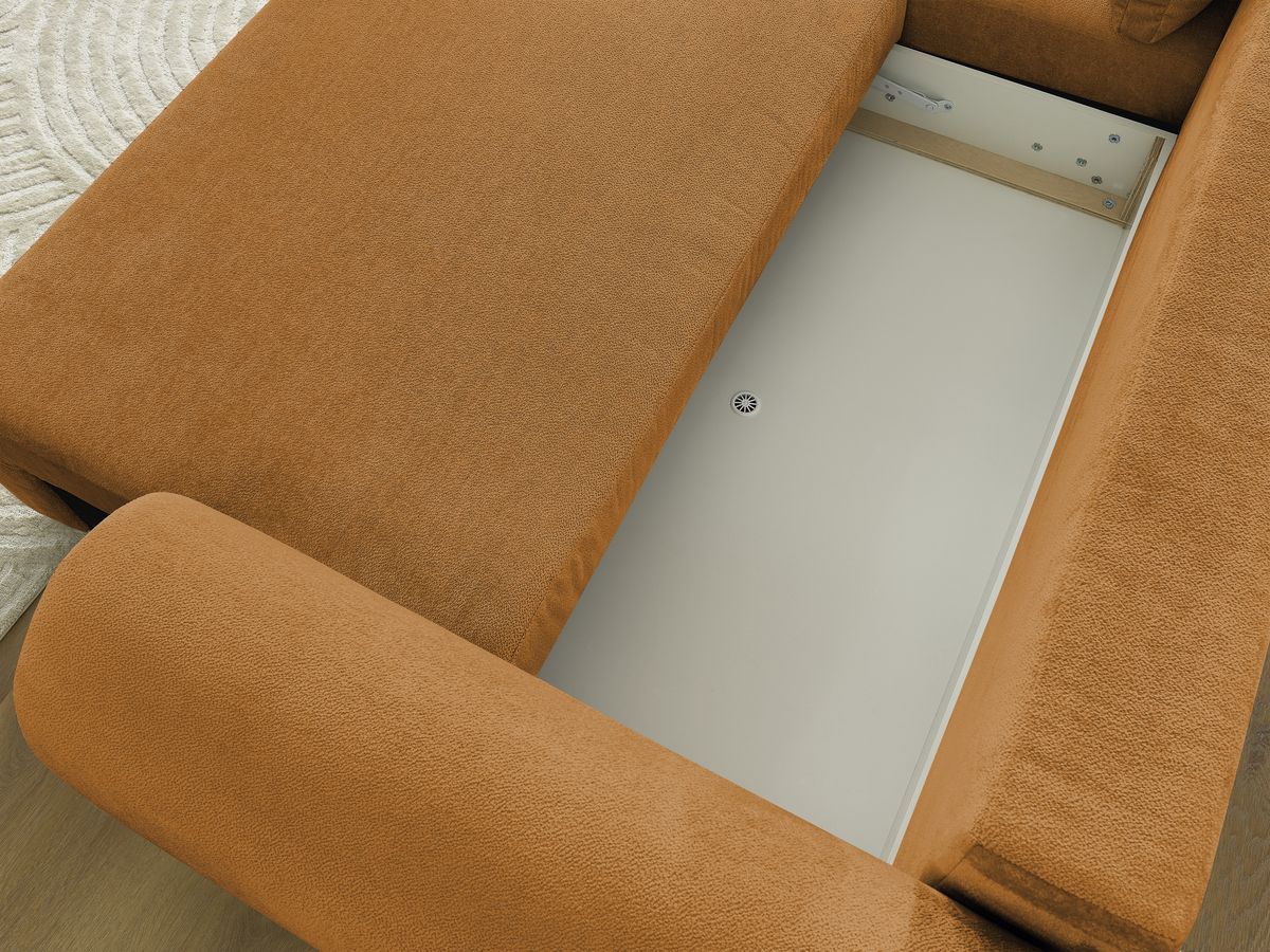 Canapé d'angle convertible coffre LUCIEN tissu lisse