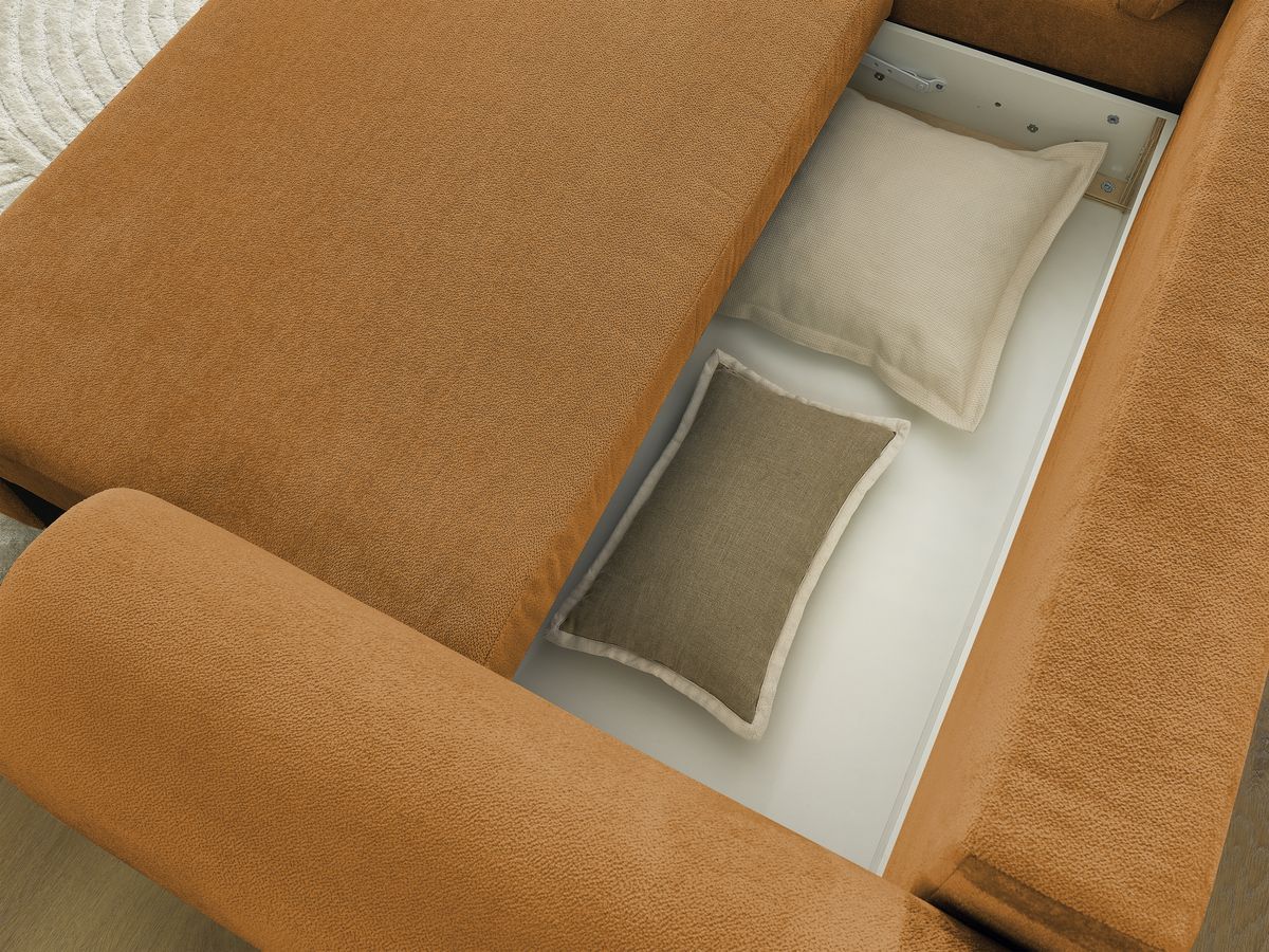 Canapé d'angle convertible coffre LUCIEN tissu lisse