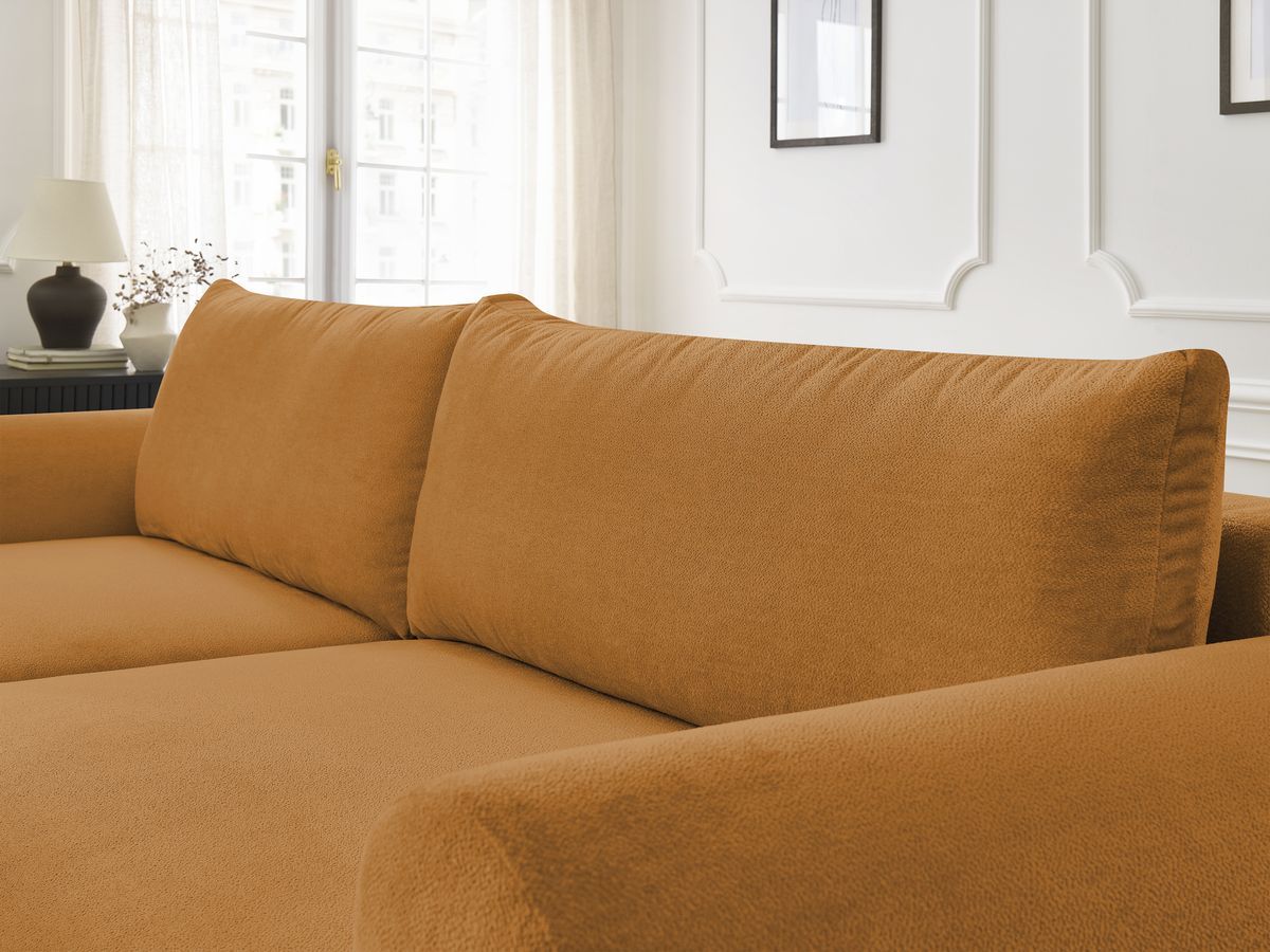 Canapé d'angle convertible coffre LUCIEN tissu lisse