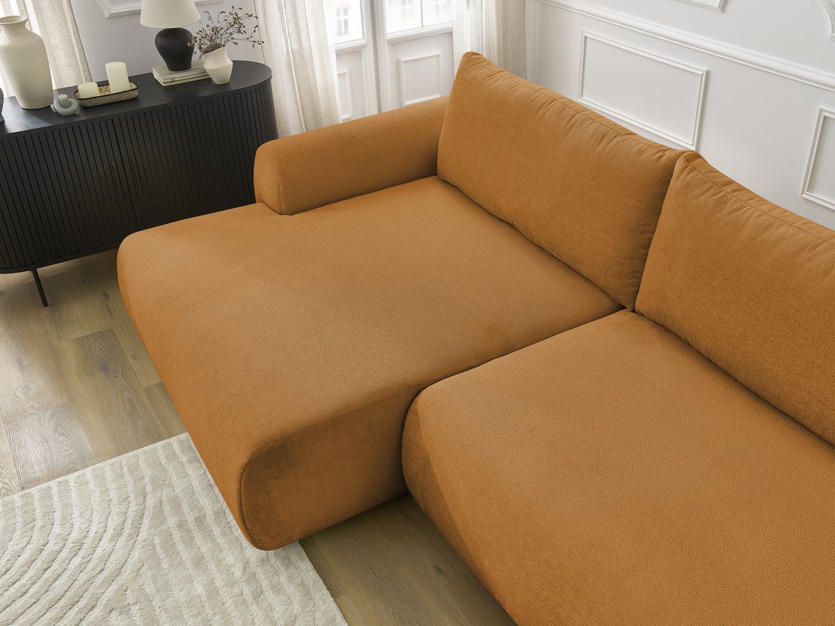 Canapé d'angle convertible coffre LUCIEN tissu lisse