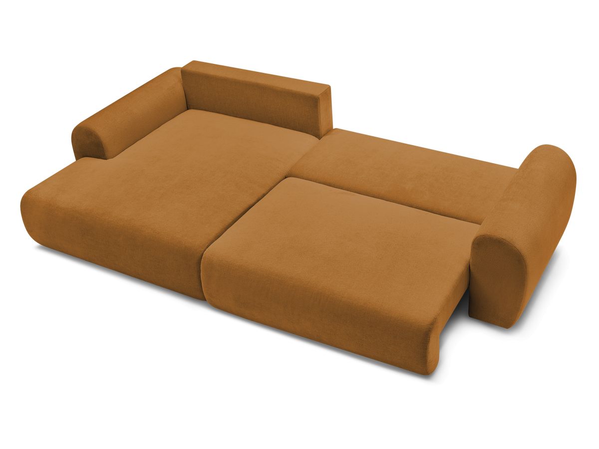 Canapé d'angle convertible coffre LUCIEN tissu lisse