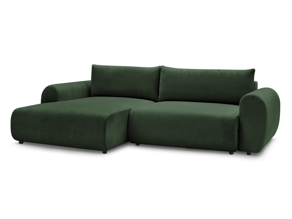Canapé d'angle convertible coffre LUCIEN tissu lisse