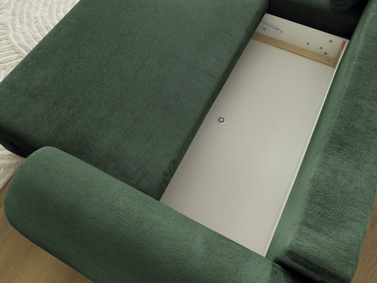 Canapé d'angle convertible coffre LUCIEN tissu lisse