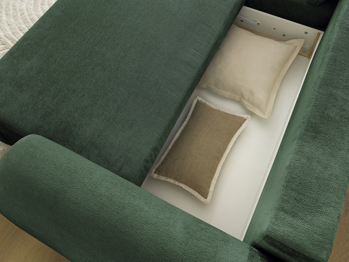 Canapé d'angle convertible coffre LUCIEN tissu lisse