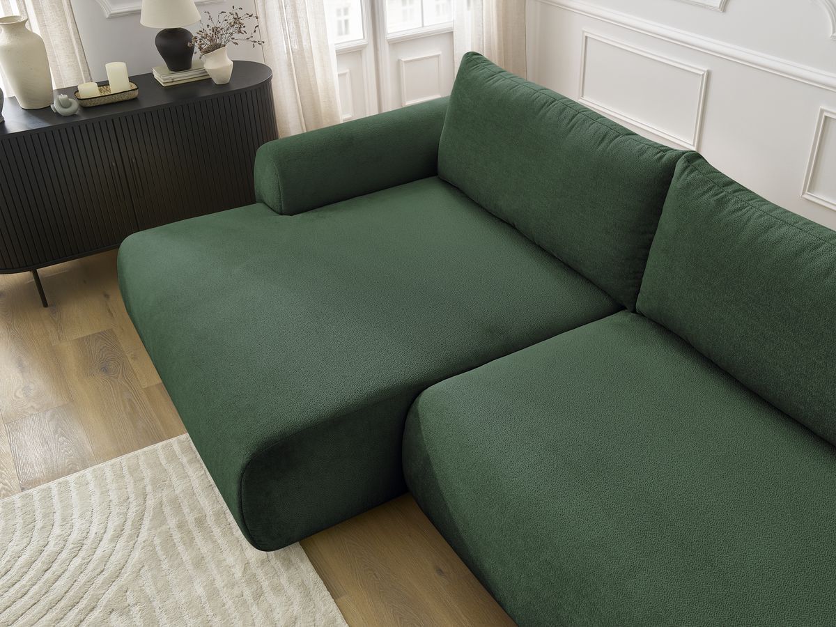 Canapé d'angle convertible coffre LUCIEN tissu lisse