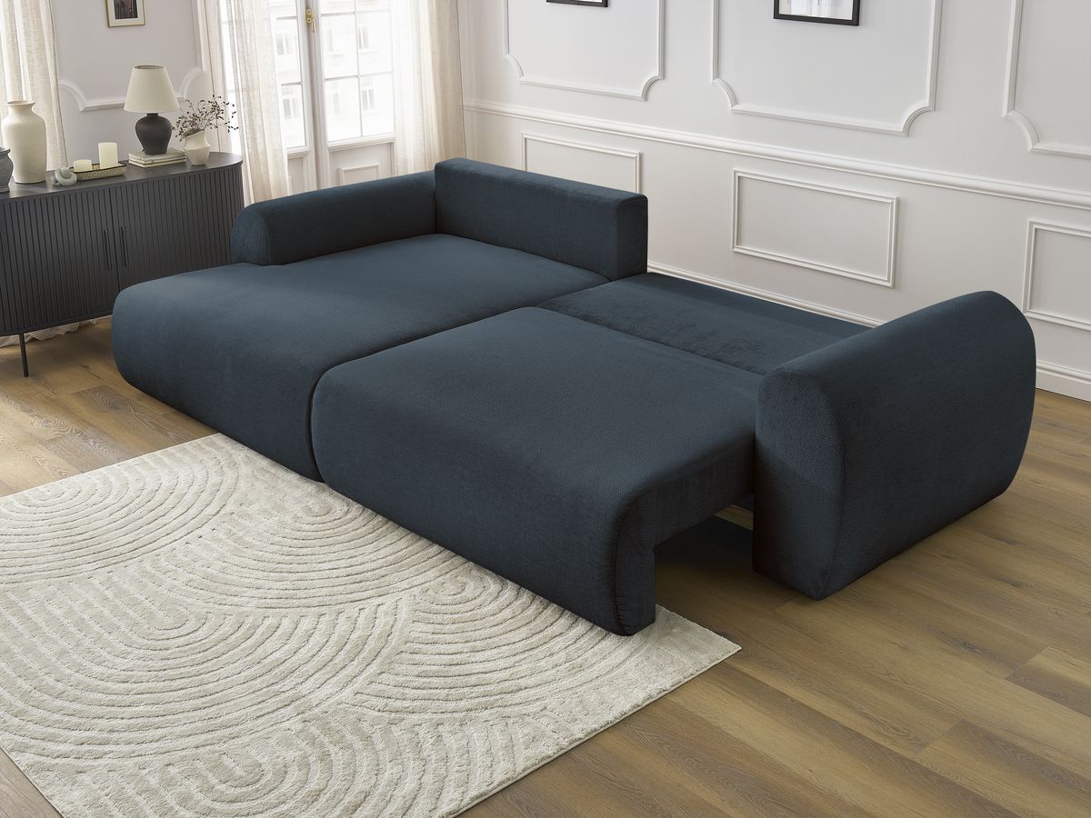 Canapé d'angle convertible coffre LUCIEN tissu lisse