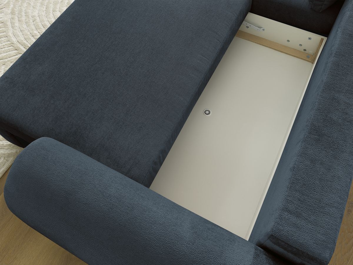 Canapé d'angle convertible coffre LUCIEN tissu lisse