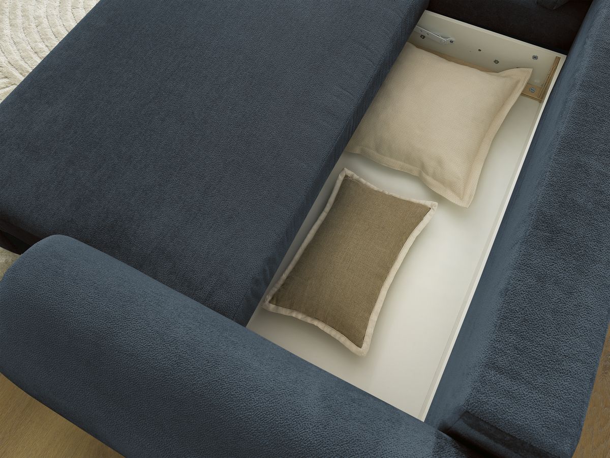 Canapé d'angle convertible coffre LUCIEN tissu lisse