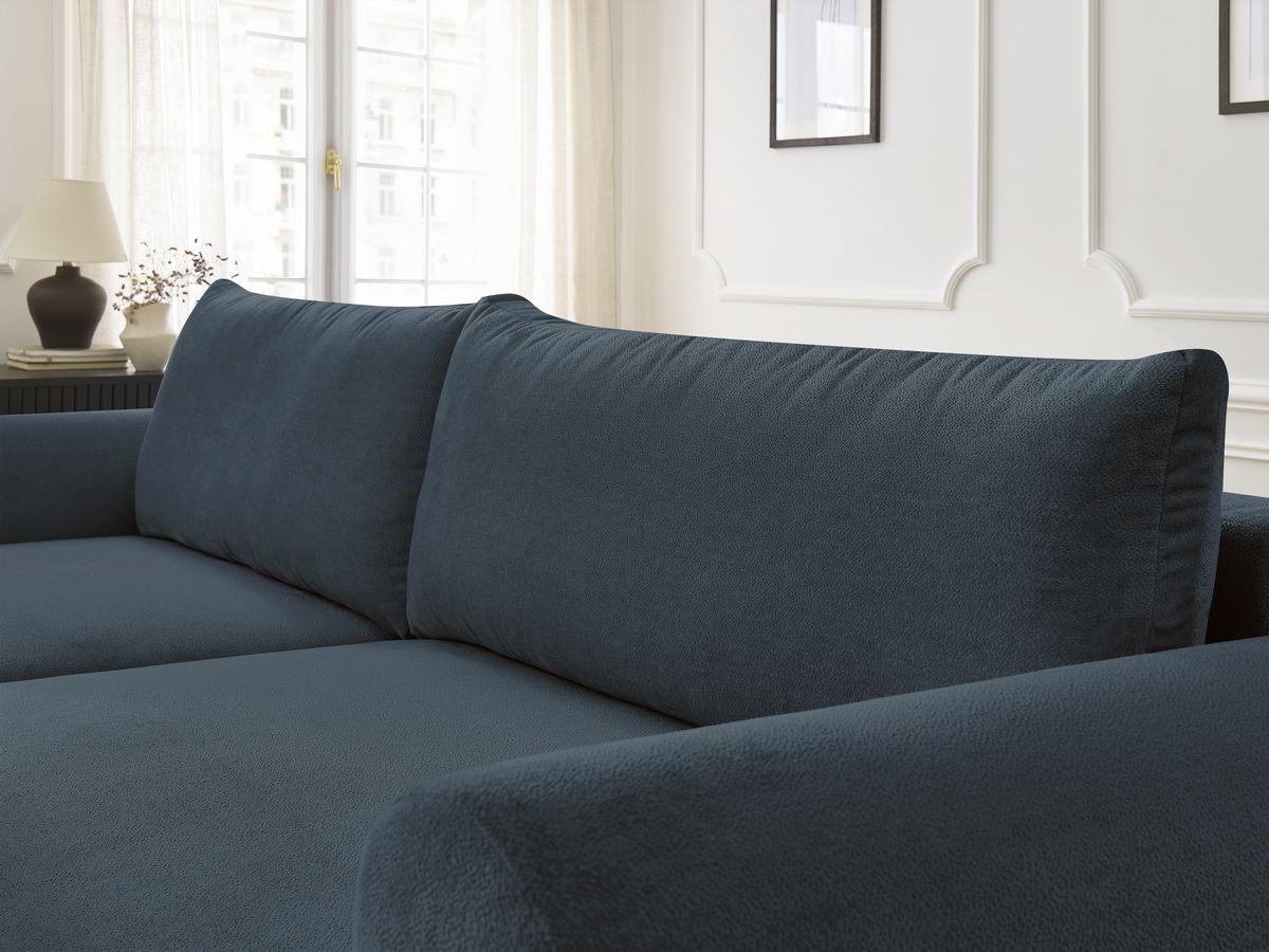 Canapé d'angle convertible coffre LUCIEN tissu lisse