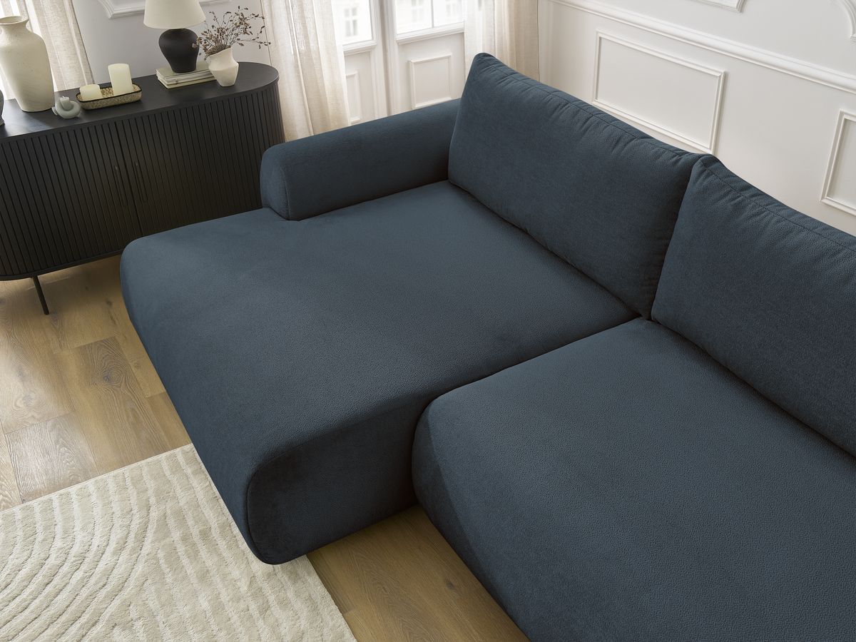 Canapé d'angle convertible coffre LUCIEN tissu lisse