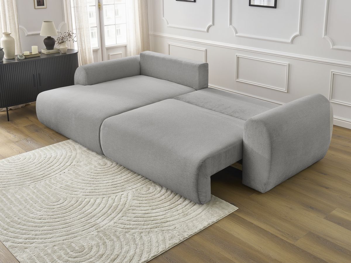 Canapé d'angle convertible coffre LUCIEN tissu lisse