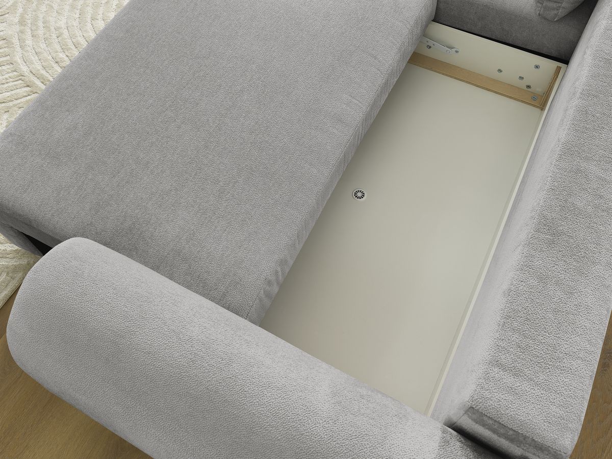Canapé d'angle convertible coffre LUCIEN tissu lisse