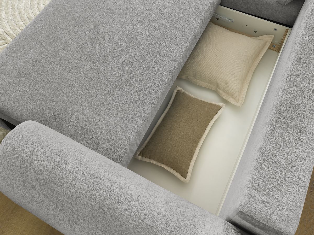 Canapé d'angle convertible coffre LUCIEN tissu lisse