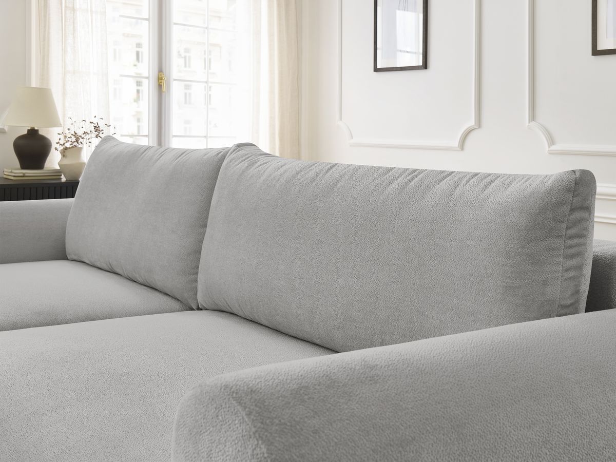 Canapé d'angle convertible coffre LUCIEN tissu lisse