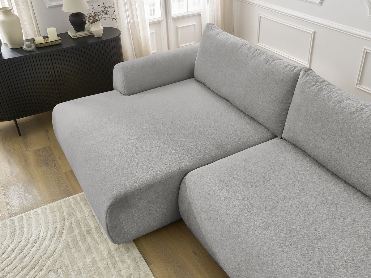 Canapé d'angle convertible coffre LUCIEN tissu lisse