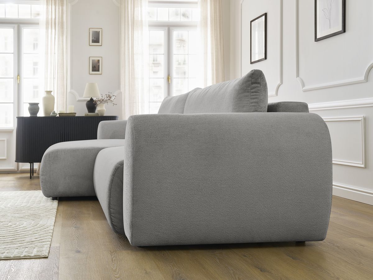 Canapé d'angle convertible coffre LUCIEN tissu lisse