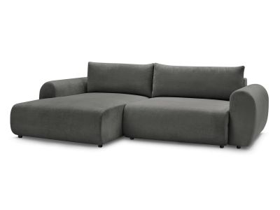 Canapé d'angle convertible coffre LUCIEN tissu lisse