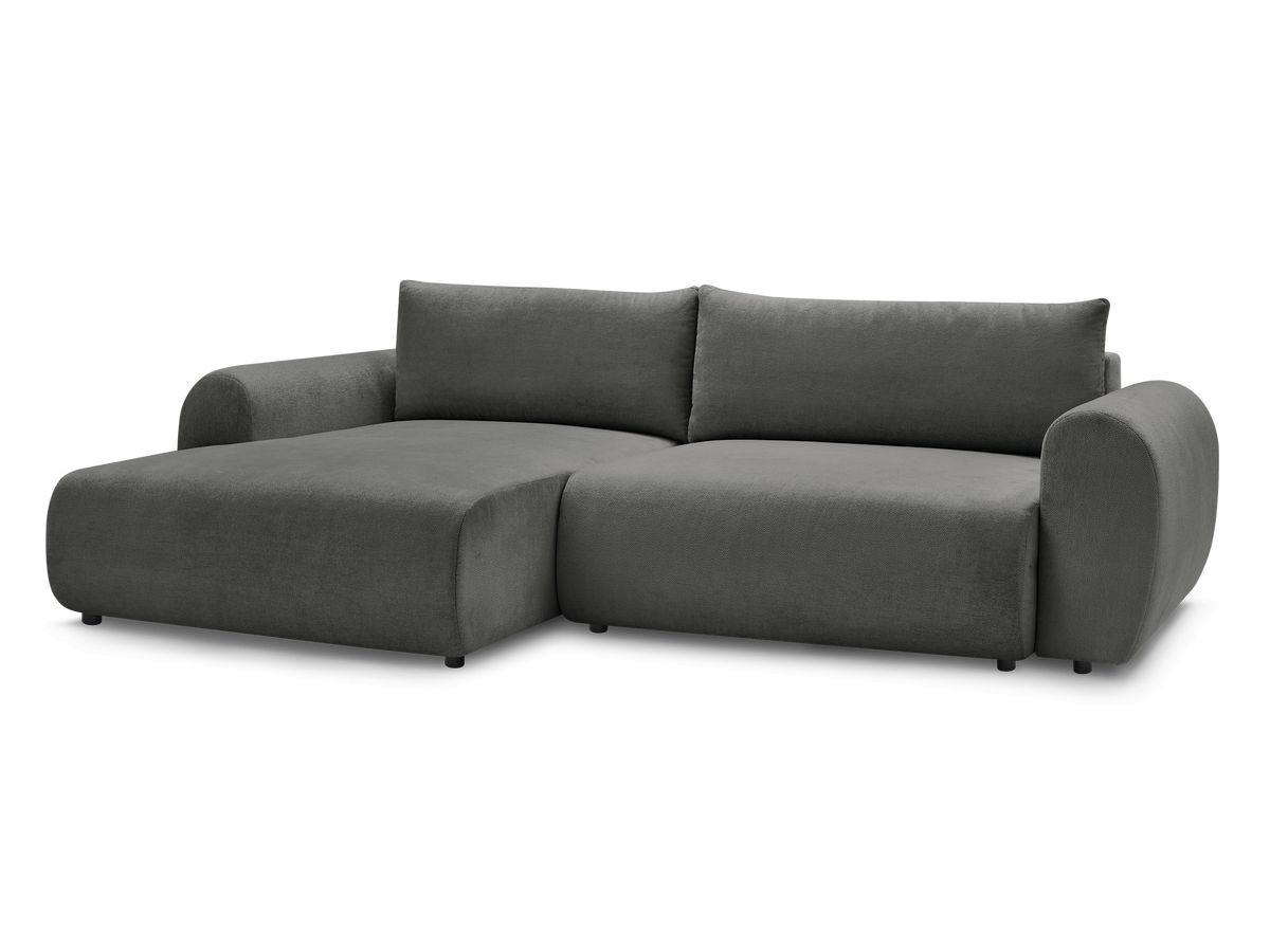 Canapé d'angle convertible coffre LUCIEN tissu lisse