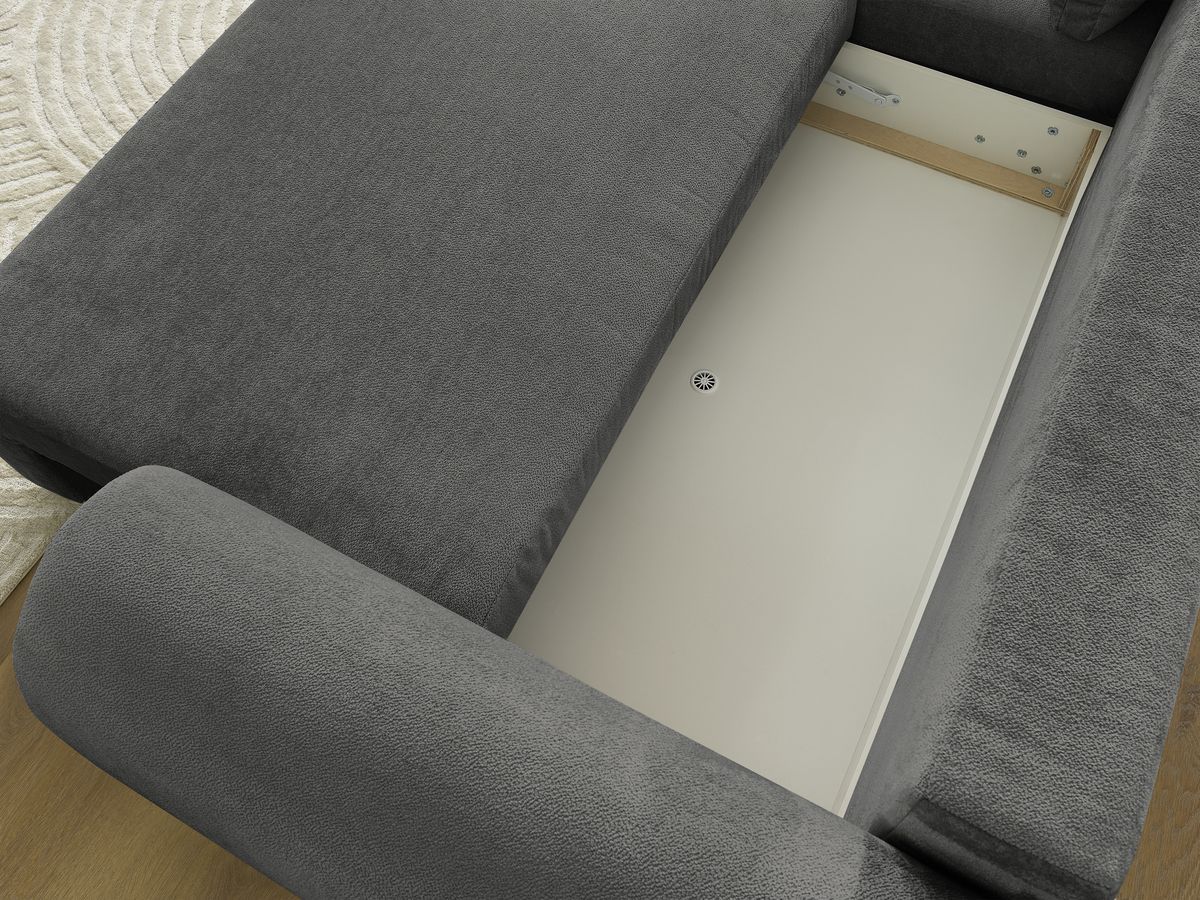 Canapé d'angle convertible coffre LUCIEN tissu lisse