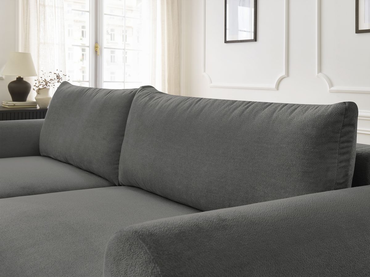 Canapé d'angle convertible coffre LUCIEN tissu lisse