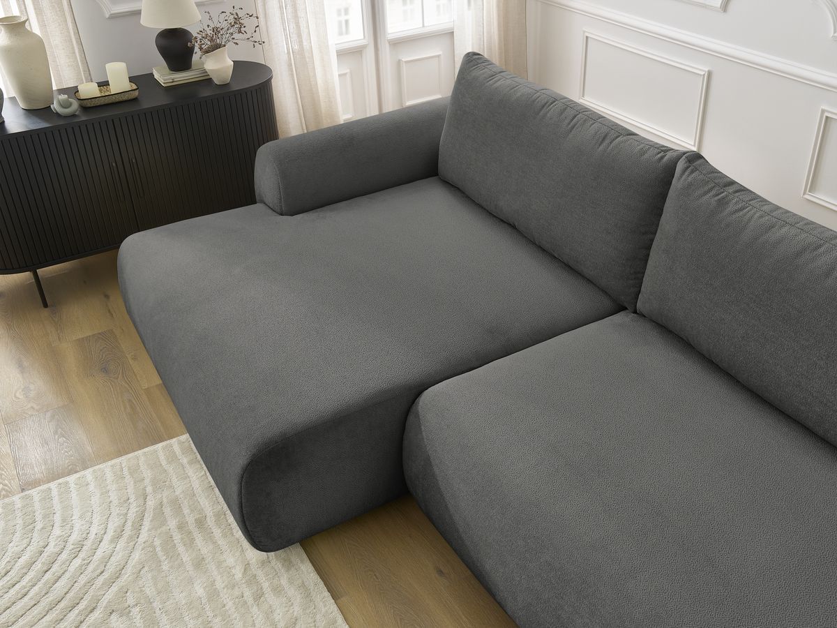 Canapé d'angle convertible coffre LUCIEN tissu lisse