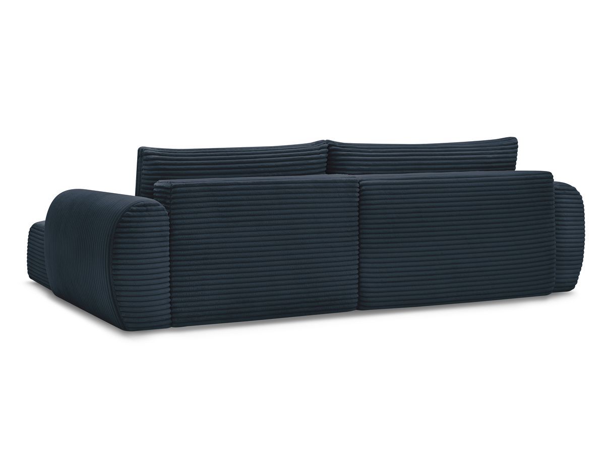 Canapé d'angle convertible coffre LUCIEN gros côtelé doux avec pouf